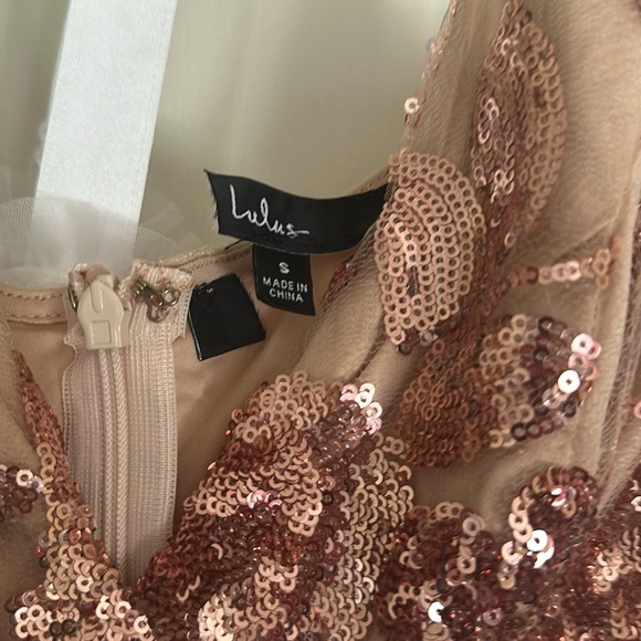 Lulus Shine Language Rose Gold Nude Flower Sequin Sexy Gorgeous Mermaid Maxi S - Picture 13 of 13